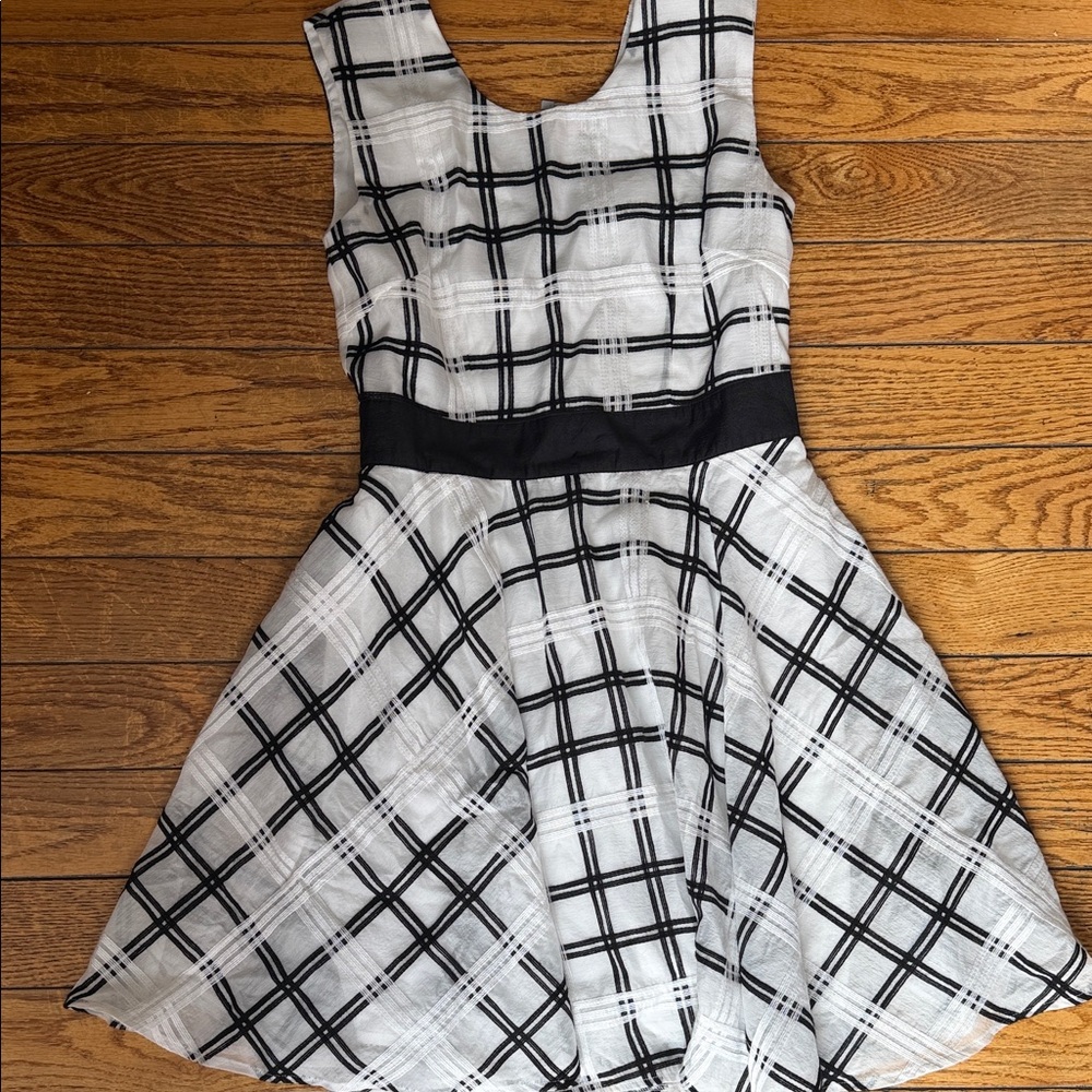 Patrizia Luca Black and White Plaid Mini Dress
